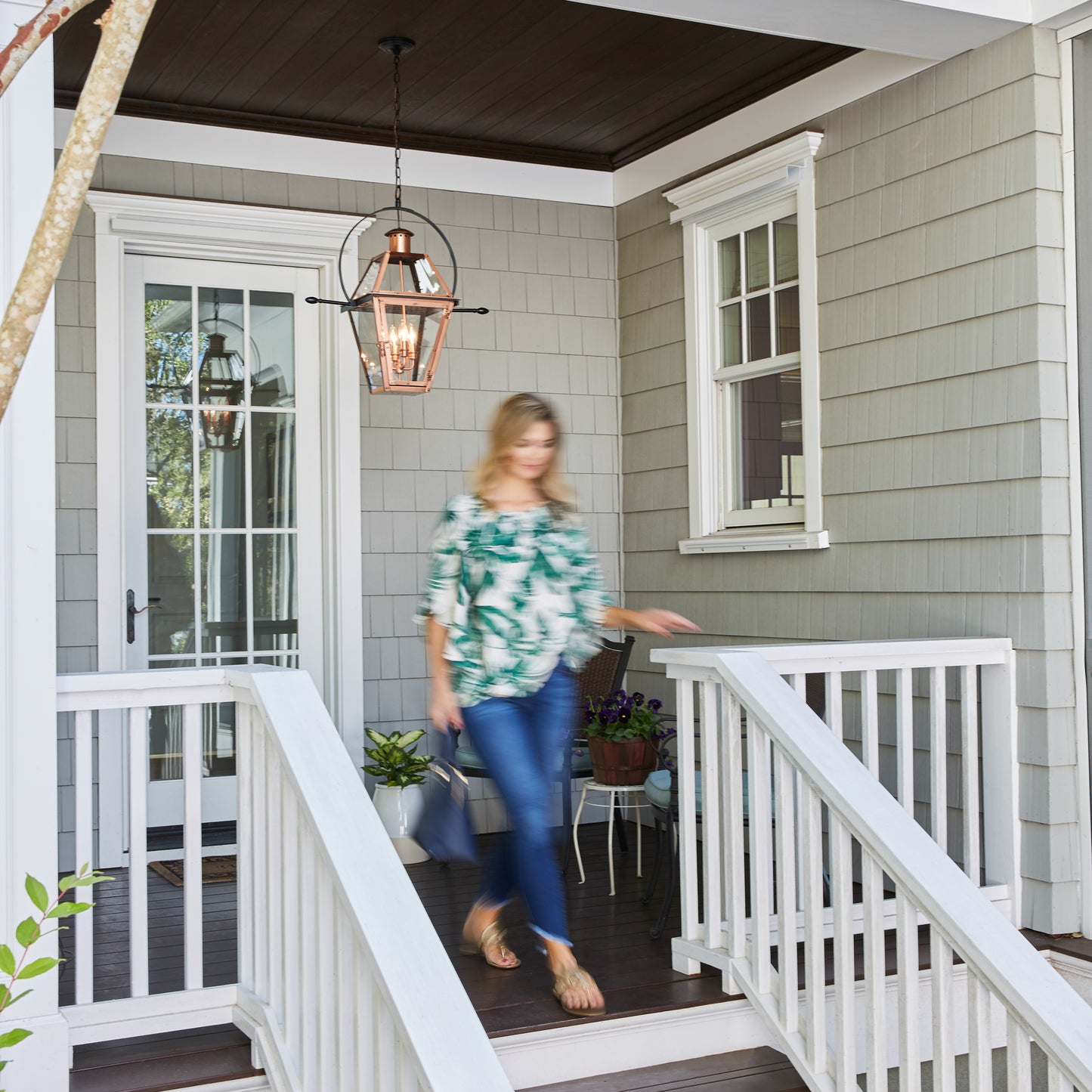 Quoizel 4 Light Rue De Royal Outdoor Pendant, Aged Copper