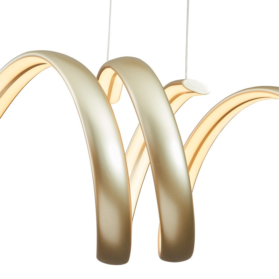 Abra Lighting Sling 2 Light Linear Spring Pendant, Silver