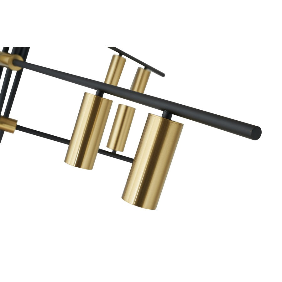 Abra Lighting Spartan 9 Light Cylinder Pendant, Black/Gold