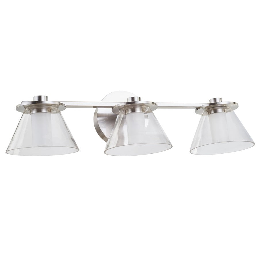 Abra Lighting Cone 3 Light Clear Cones/Opal Diffuser, Nickel