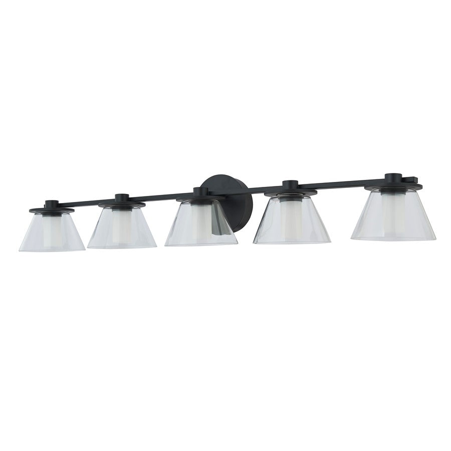 Abra Lighting Cone 5 Light Clear Cones/Opal Diffuser, Black