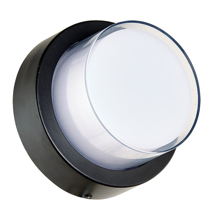 Abra Lighting Geo 1 Light Round Wet Location Wall Sconce, Black