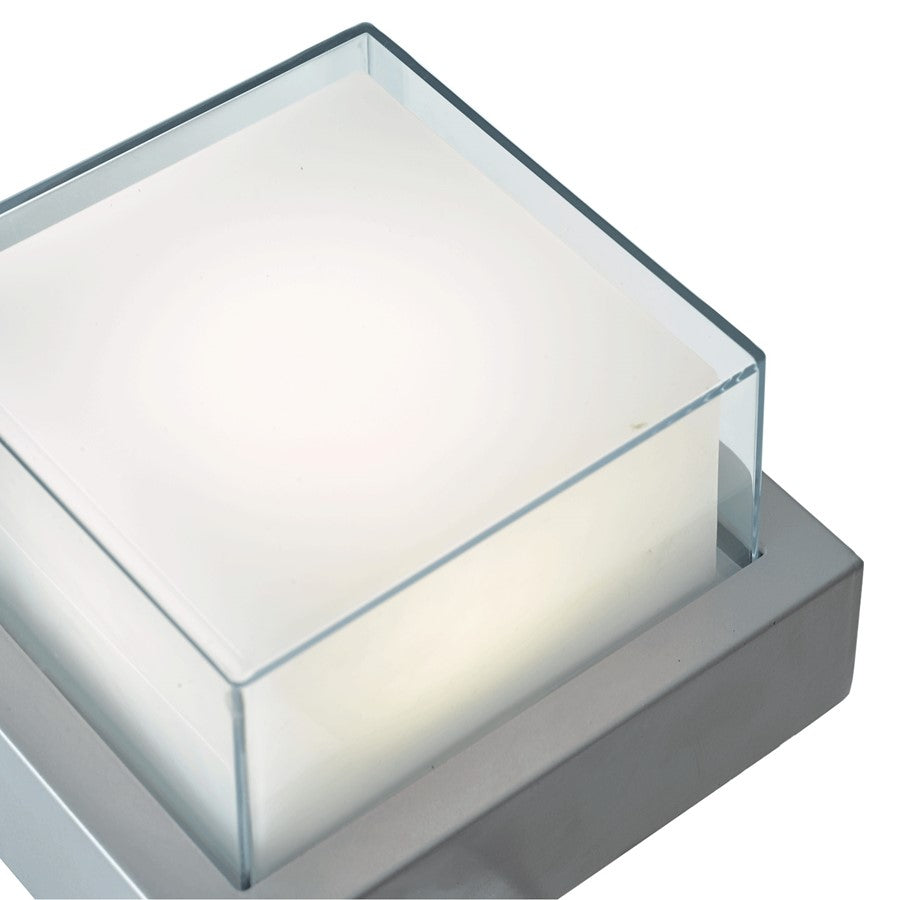 Abra Lighting Geo 1 Light Square Wet Location Wall Sconce, Silica