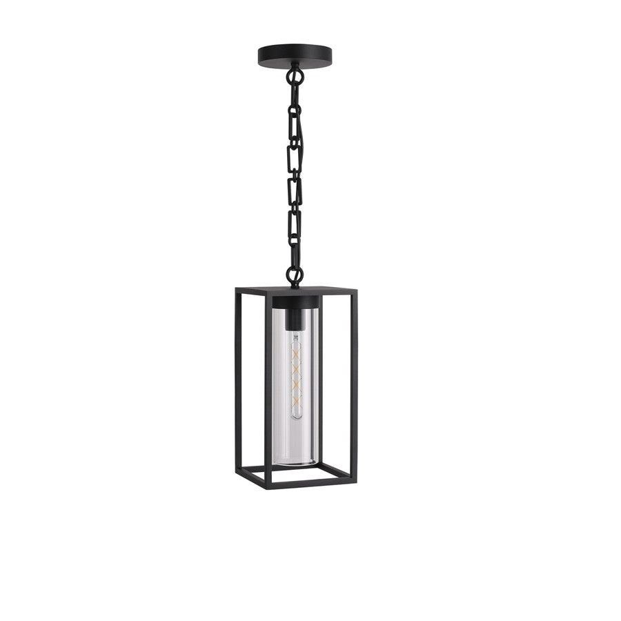 Avenue Outdoor 16"H Hanging Box Pendant, Black/Clear Glass - AEAV10039-BLK