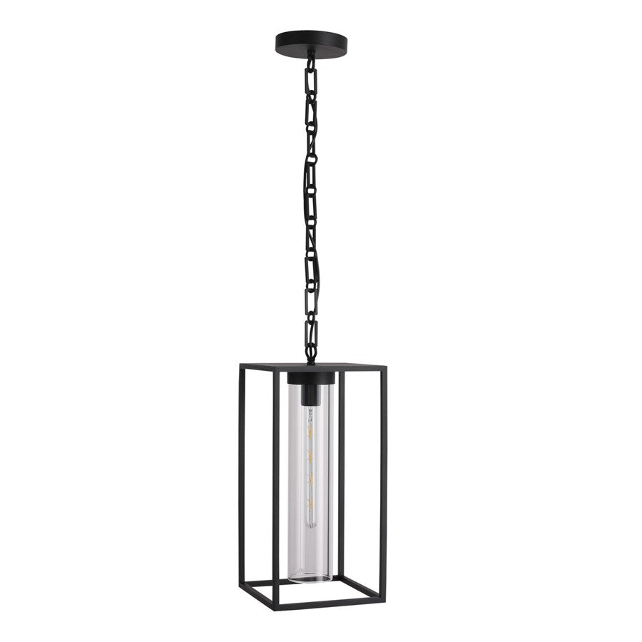 Avenue Outdoor 20"H Hanging Box Pendant, Black/Clear Glass - AEAV10040-BLK