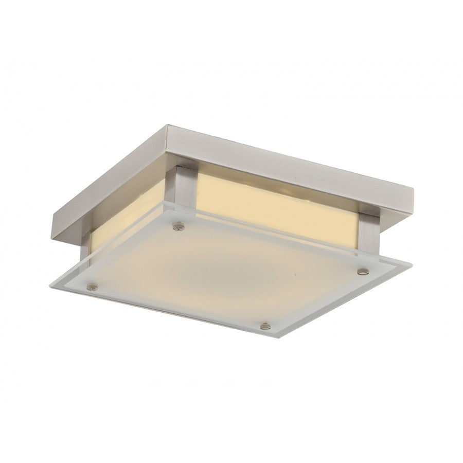 Avenue Lighting Cermack St. 12in 1-Light LED Flush Mount | Brushed Nickel Steel and Glass | Bedroom & Hallway | 12 x 12 x 3 in | Model HF1104-BN