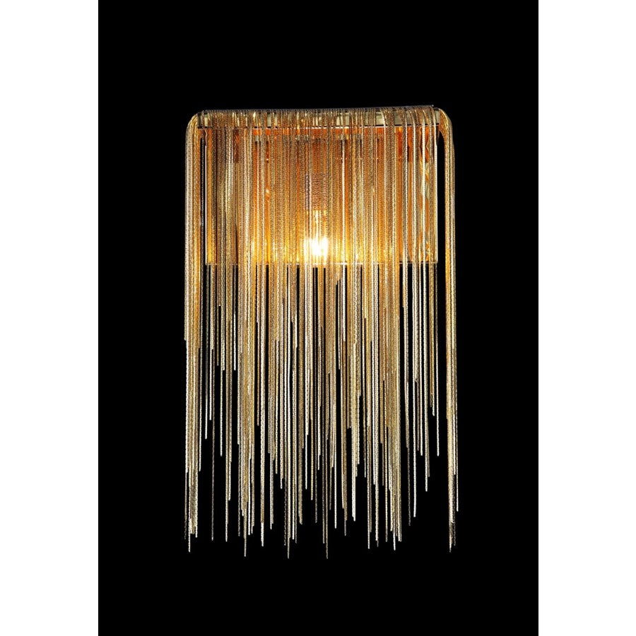 Avenue Lighting Fountain Ave. 14in 1-Light Wall Sconce | Glamorous Gold Brass/Steel | Hallway & Bedroom Ambient Light | 8 x 14 in | Model HF1200-G