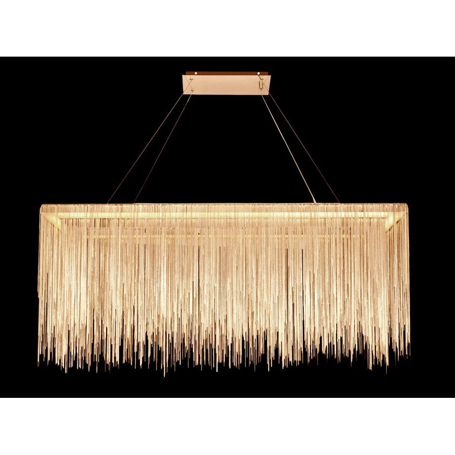 Avenue Lighting Fountain Ave. 48in LED Rectangle Chandelier | Gold Brass/Steel | Dining Room & Living Room | 12 x 48 x 20 in | Model HF1201-G