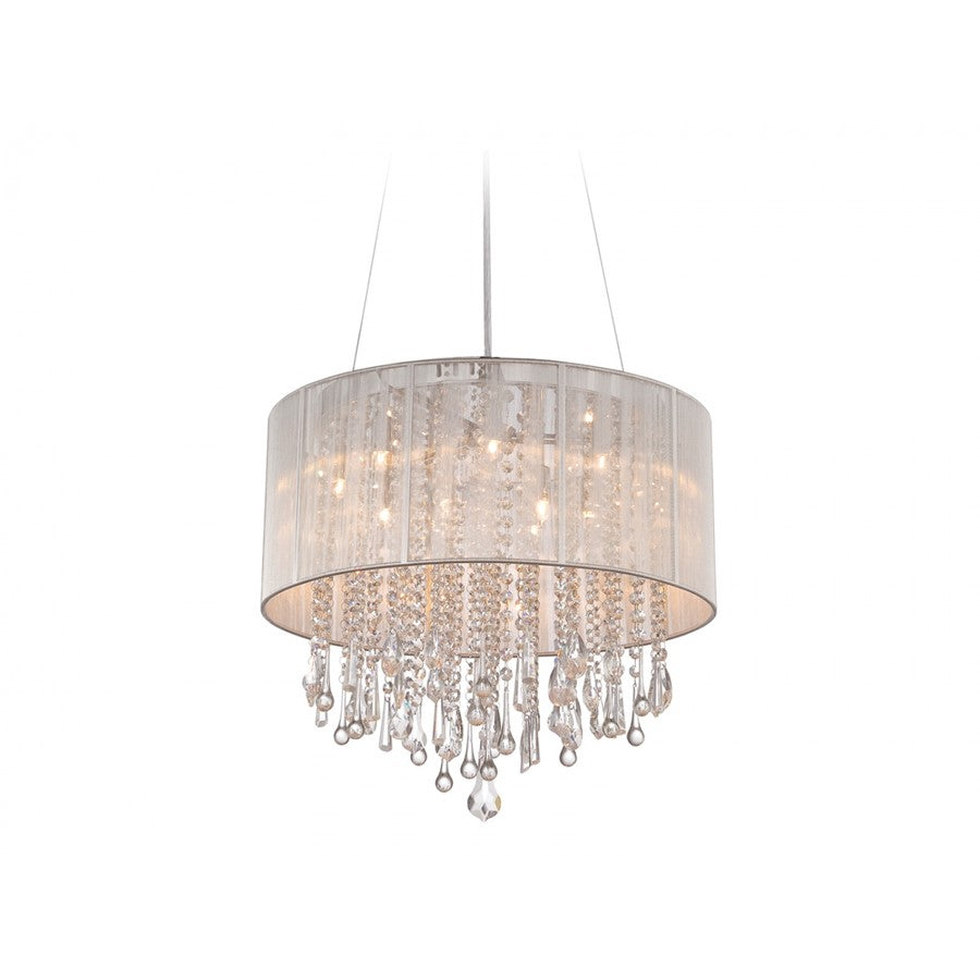 Avenue Beverly Dr. 12Lt 20" Chandelier/Flush, Silver Silk