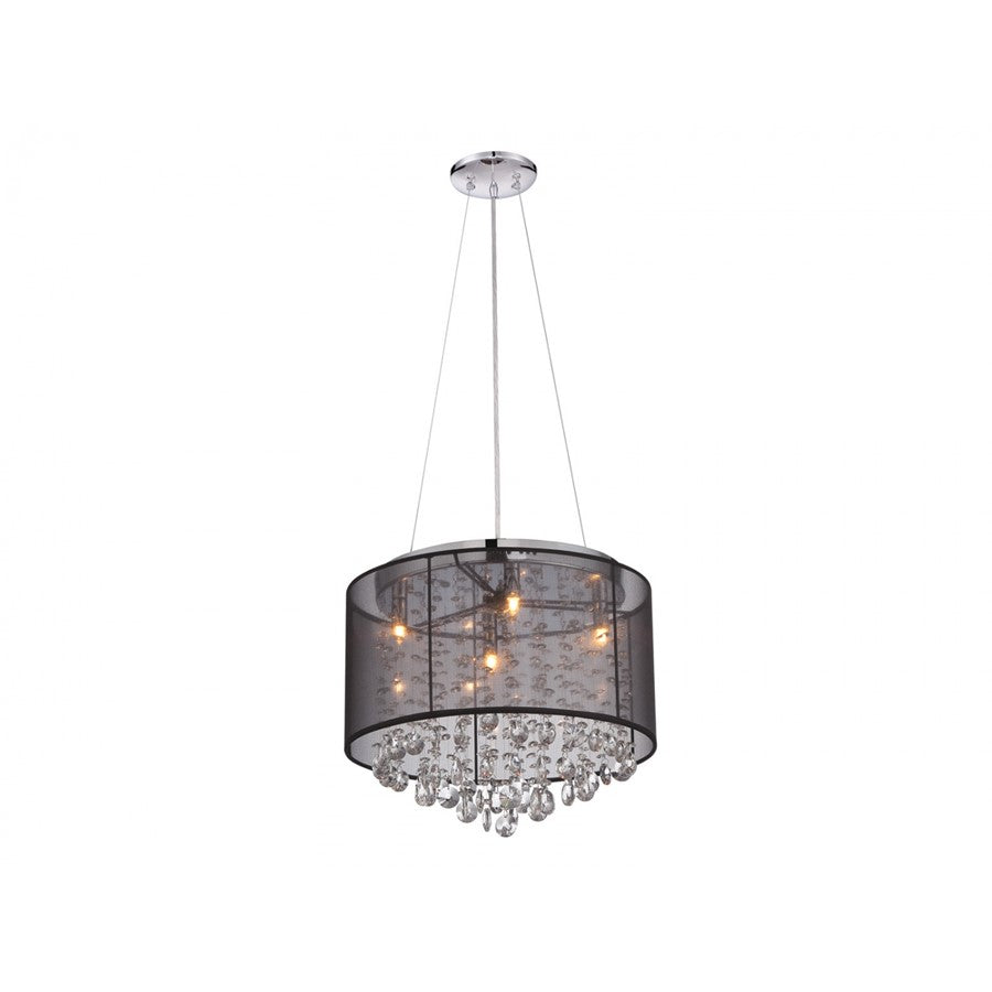 Avenue Riverside Dr. 4Lt 15" Chandelier/Flush, Black Organza Silk