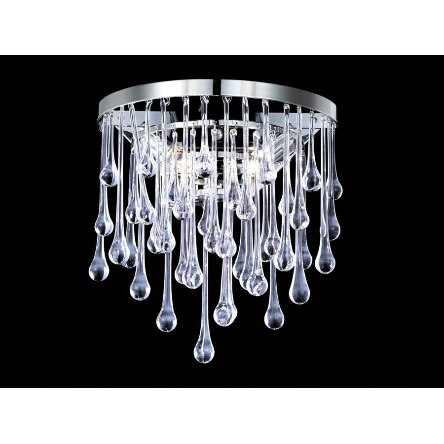 Avenue Hollywood Blvd. 2Lt 14" Round Wall Sconce, Nickel/Tear Drops
