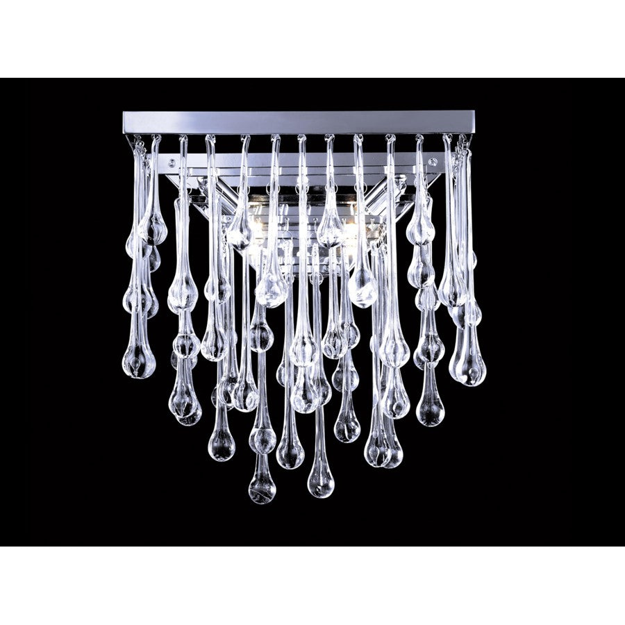 Avenue Hollywood Blvd. 2Lt 14" Square Sconce, Nickel/Tear Drops