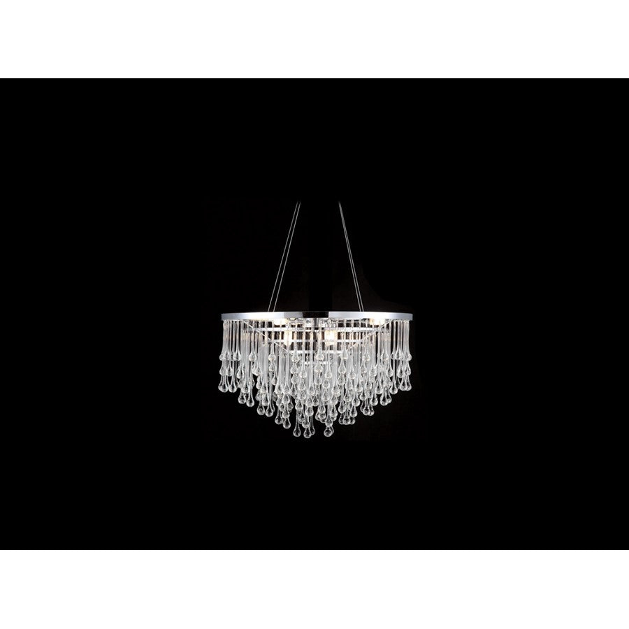Avenue Hollywood Blvd. 9Lt 32" Chandelier, Nickel/Clear Tear Drops
