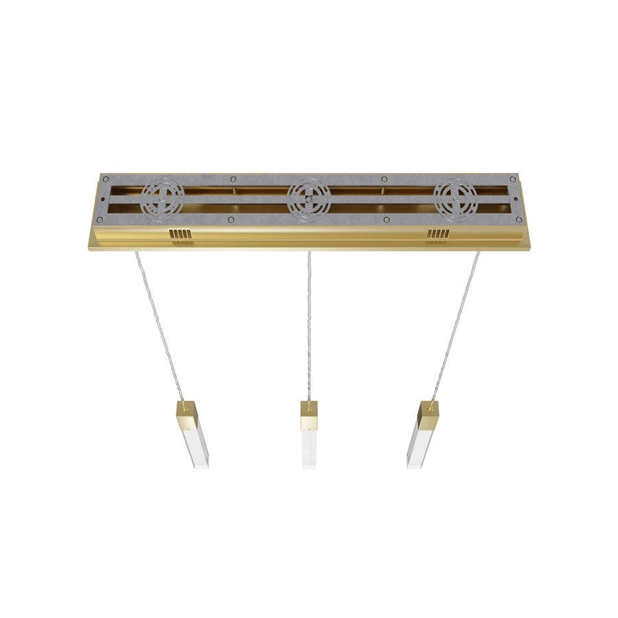 Avenue Original Glacier 3Lt 130" Pendant, Brass/Snow