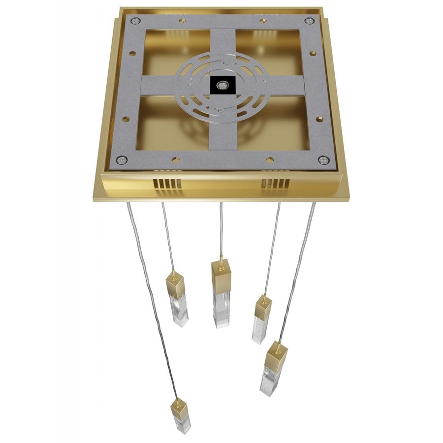Avenue Original Glacier 5Lt 144" Pendant, Brass/Bubbled Crystal