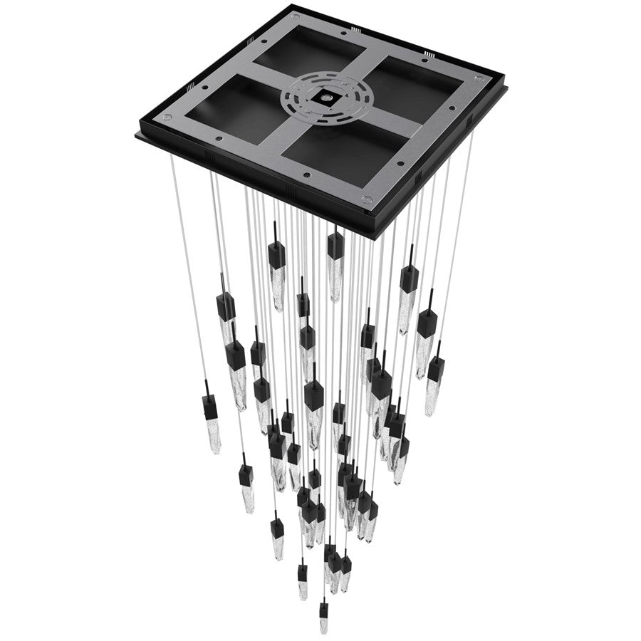 Avenue Lighting Aspen 41Lt 170" Pendant, Black/Bubbled Crystal