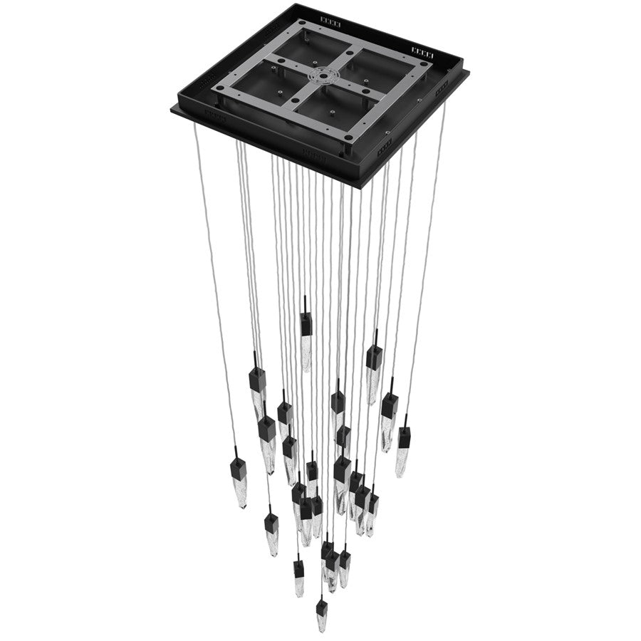 Avenue Lighting Aspen 25Lt 171" Pendant, Black/Bubbled Crystal
