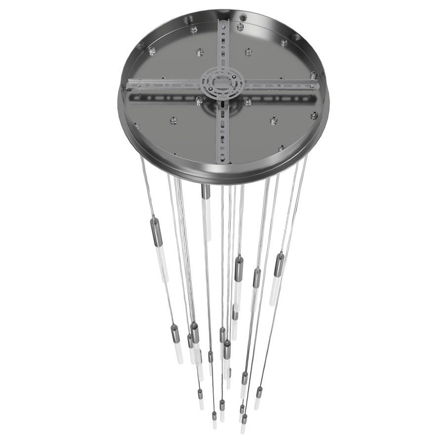 Avenue Lighting Main St. 21Lt 158" Frosted Glass Pendant, Nickel