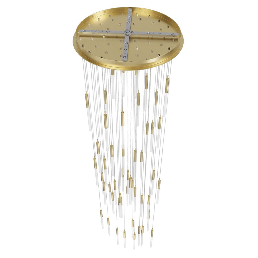 Avenue Lighting Main St. 51Lt 158" Frosted Glass Pendant, Brass