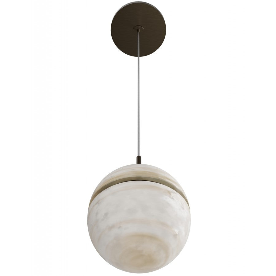 Avenue Lighting Sedona 1Lt 5" Round Pendant, Alabaster/Brass/White
