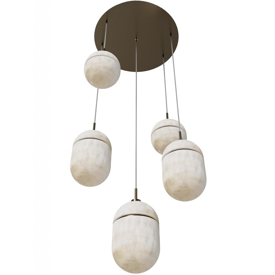 Avenue Lighting Sedona 5Lt 10" Pendant, Alabaster/Brass/White
