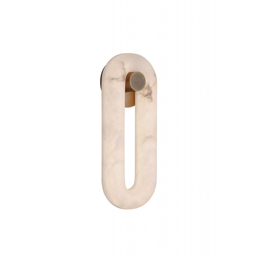 Avenue Sedona 16"H Soft Oval Loop Alabaster LED Wall Sconce, Brass