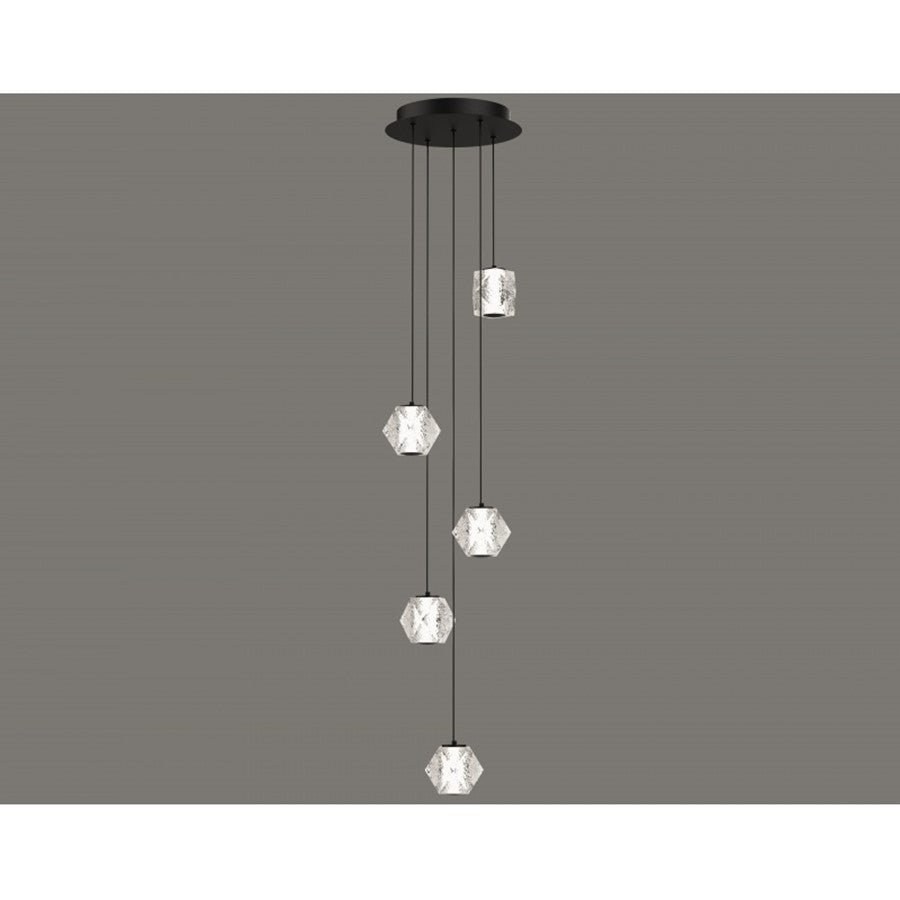 Avenue Lighting Beluga 5Lt Pendant, Black/Acrylic Faceted Spheres
