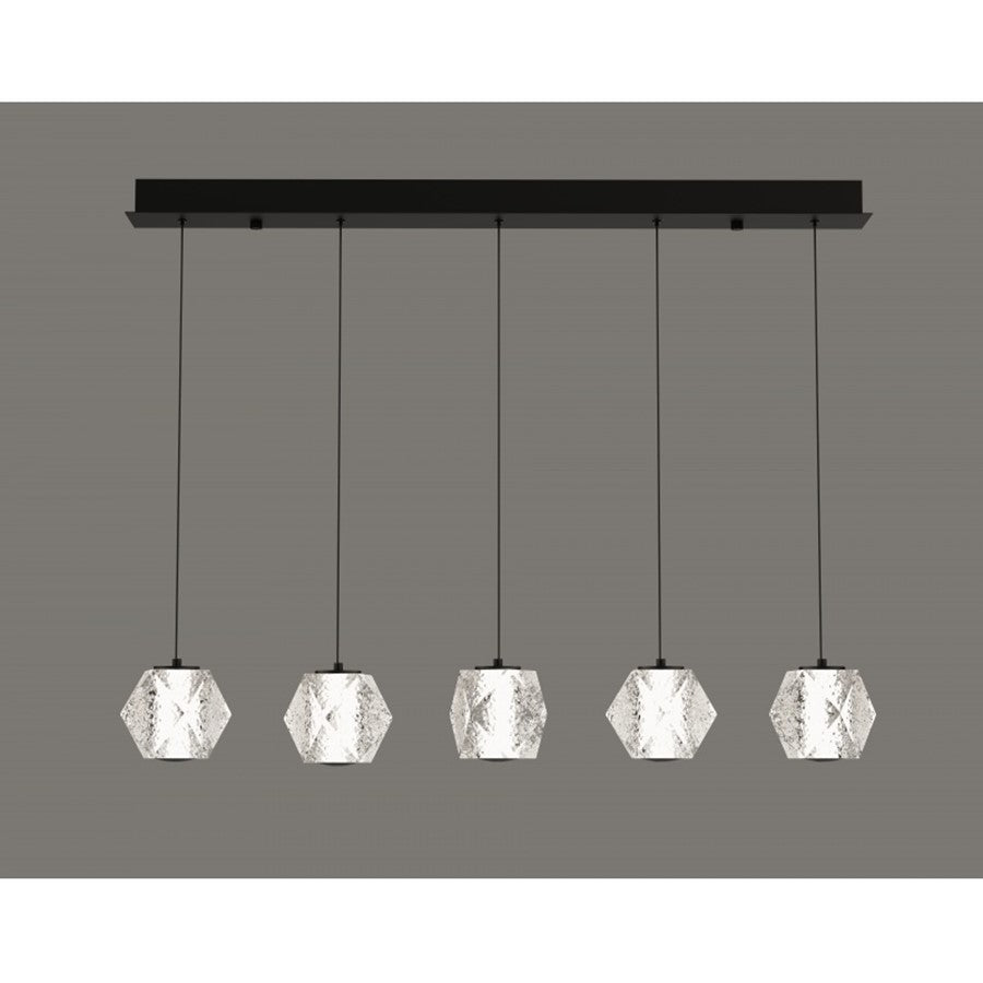 Avenue Lighting Beluga 5Lt Linear Pendant, Black/Faceted Spheres