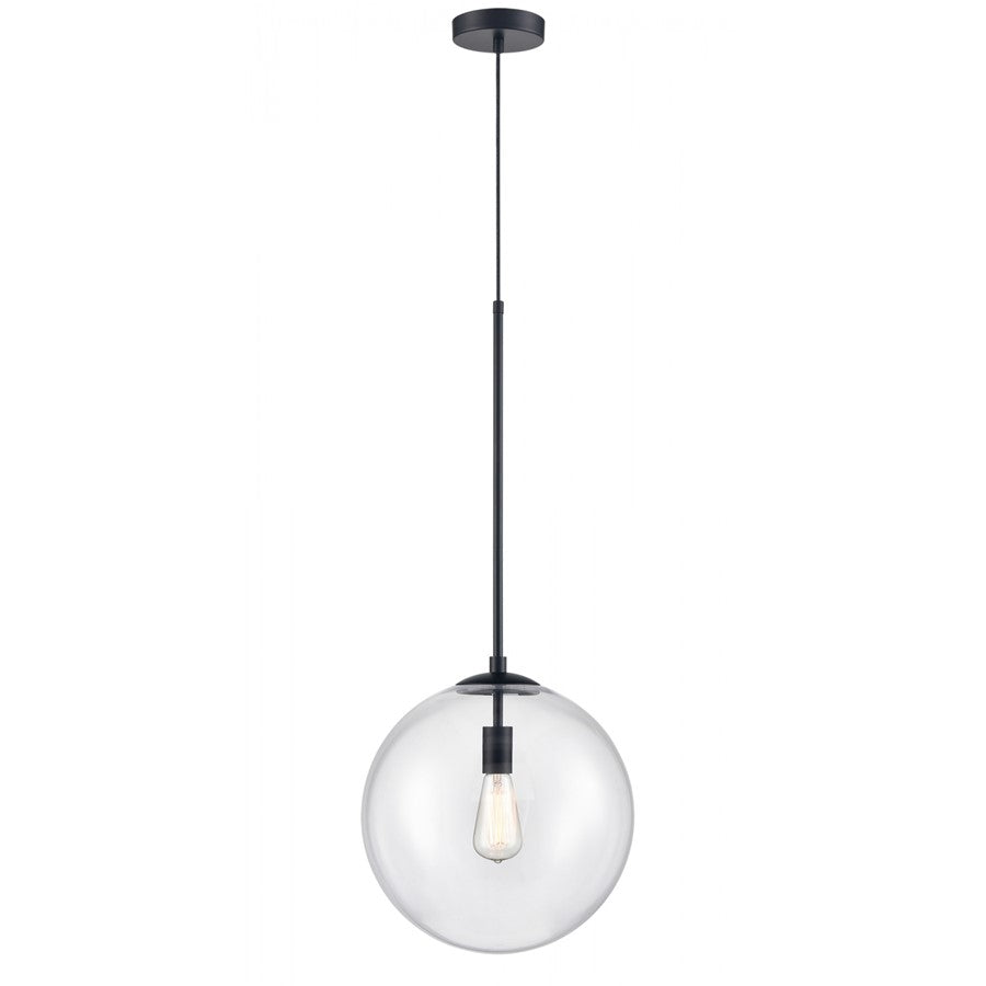Avenue Lighting Delilah 1 Light 33" Pendant, Black/Clear Glass