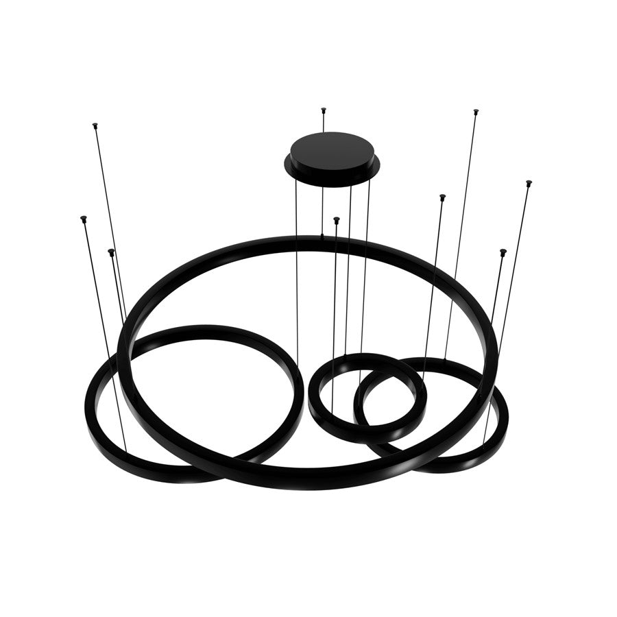 Avenue Lighting Aria LED 64" 4 Ring Pendant, Black Gunmetal Chrome