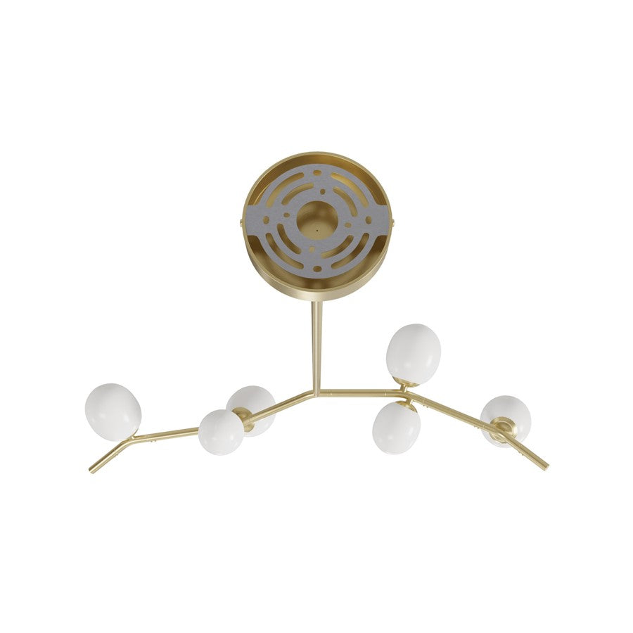 Avenue Lighting Hampton 6Lt 12" Chandelier, Brass/White Glass