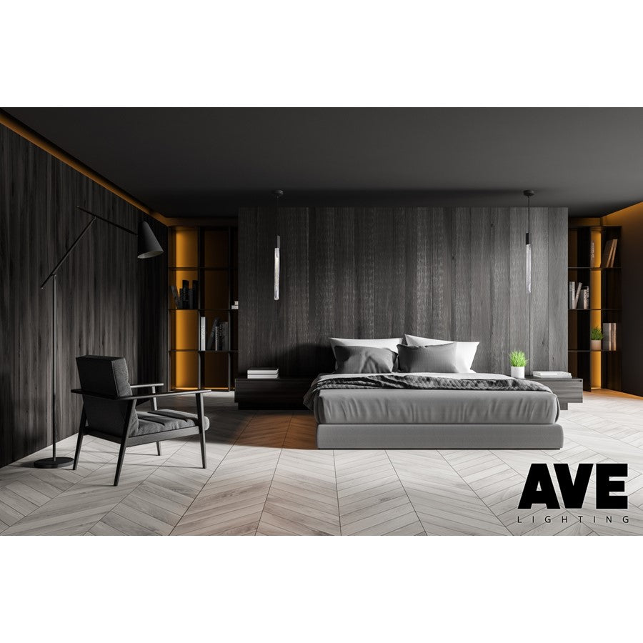 Avenue Lighting Alpine 1 Light 23" Pendant, White Marbleized Glass