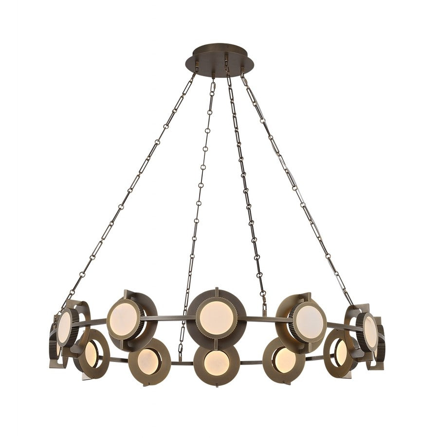 Avenue Mayfair 12-Light 43.5"W Round Chandelier, Brass/Alabaster - AEHF7012-AB