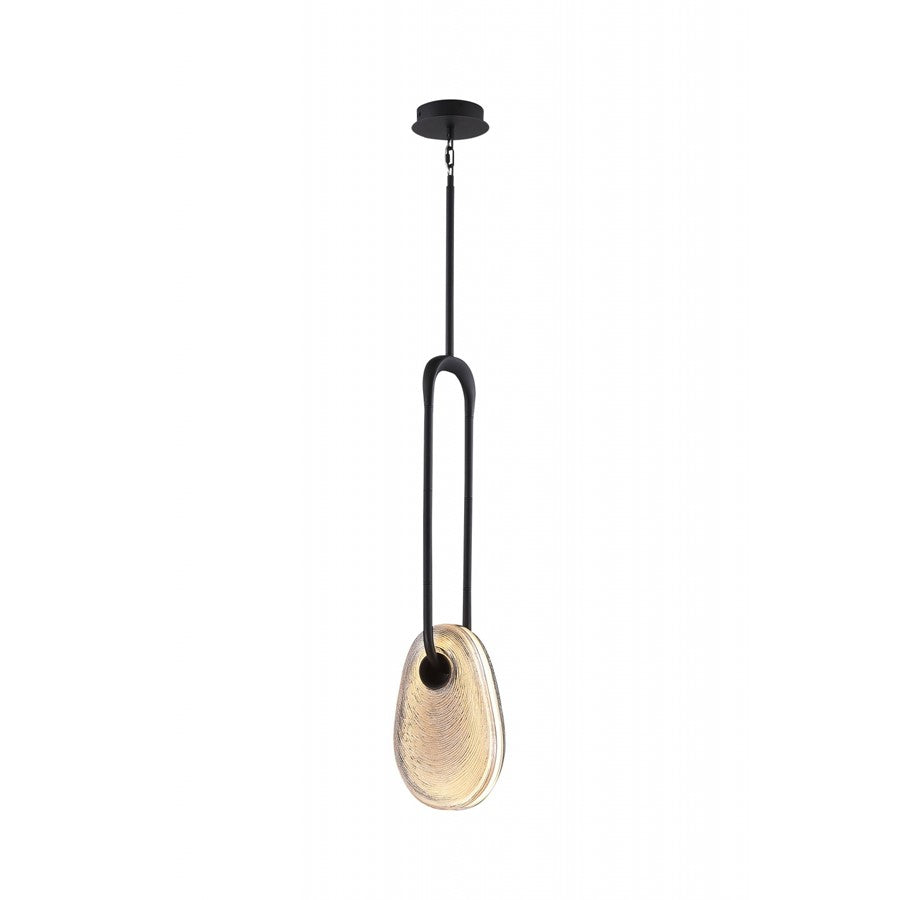 Avenue Palmea 1-Lt 12"H Oval Shape Alabaster LED Pendant, BK - AEHF7101-BK-SMK