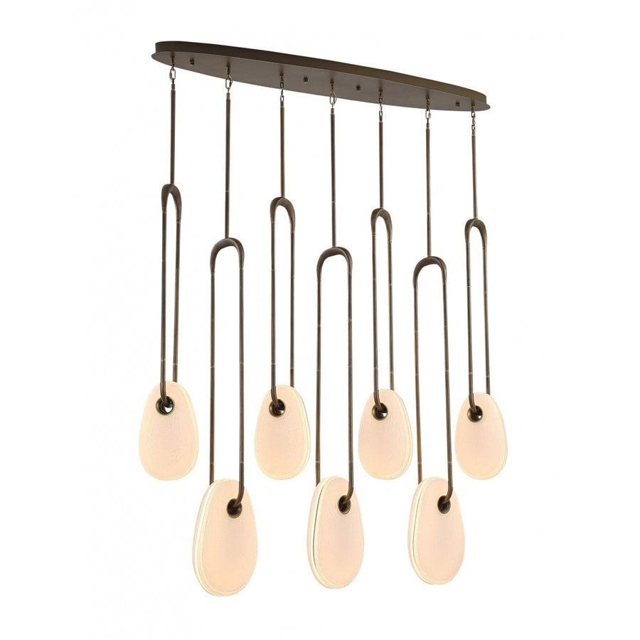 Avenue Palmea 7-Lt 50"W Oval Shape Alabaster LED Pendant, Brass