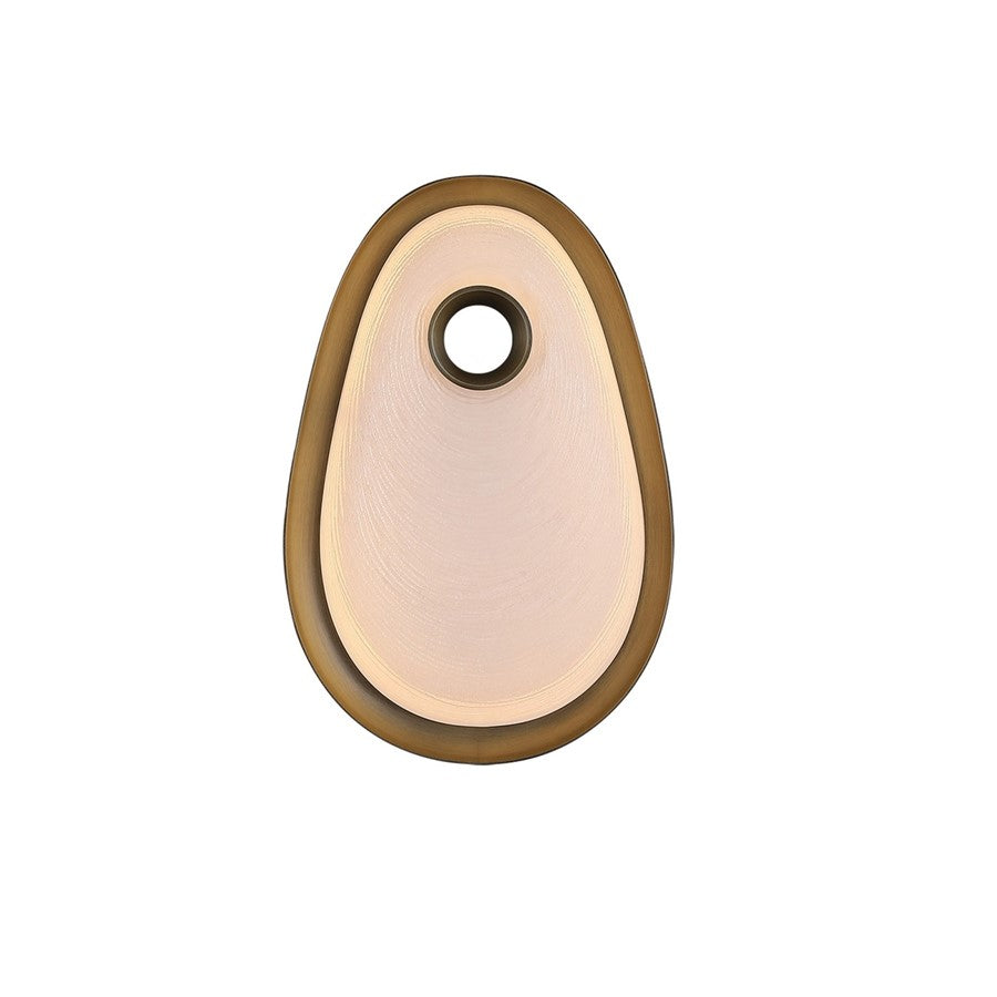 Avenue Palmea 13.5"H Oval Shape Alabaster LED Sconce, Brass - AEHF7111W-AB-WHT