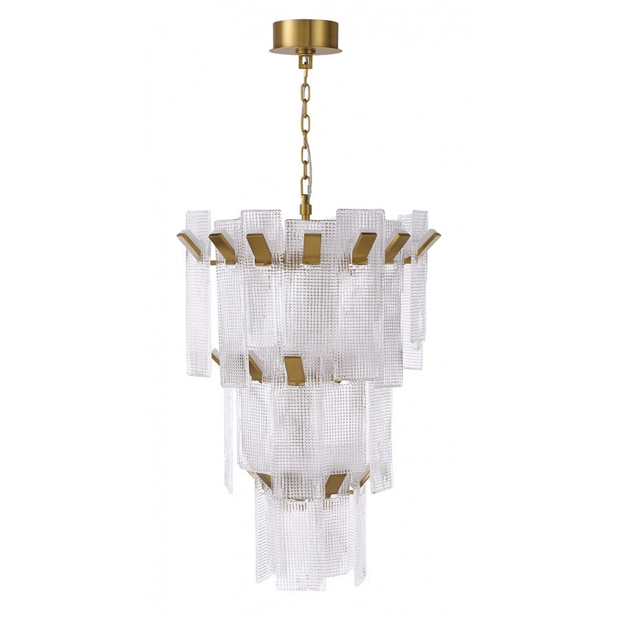 Avenue Lightin Belmont 27"W 3-Tier Pendant, Golden Brass/Textured - AEHF7181-AGB