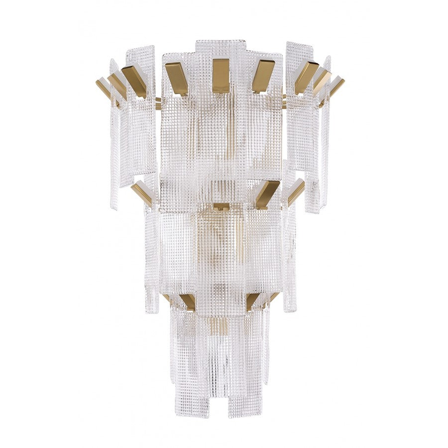 Avenue Belmont 3-Tier 36"H Wall Sconce, Golden Brass/Textured - AEHF7184-AGB