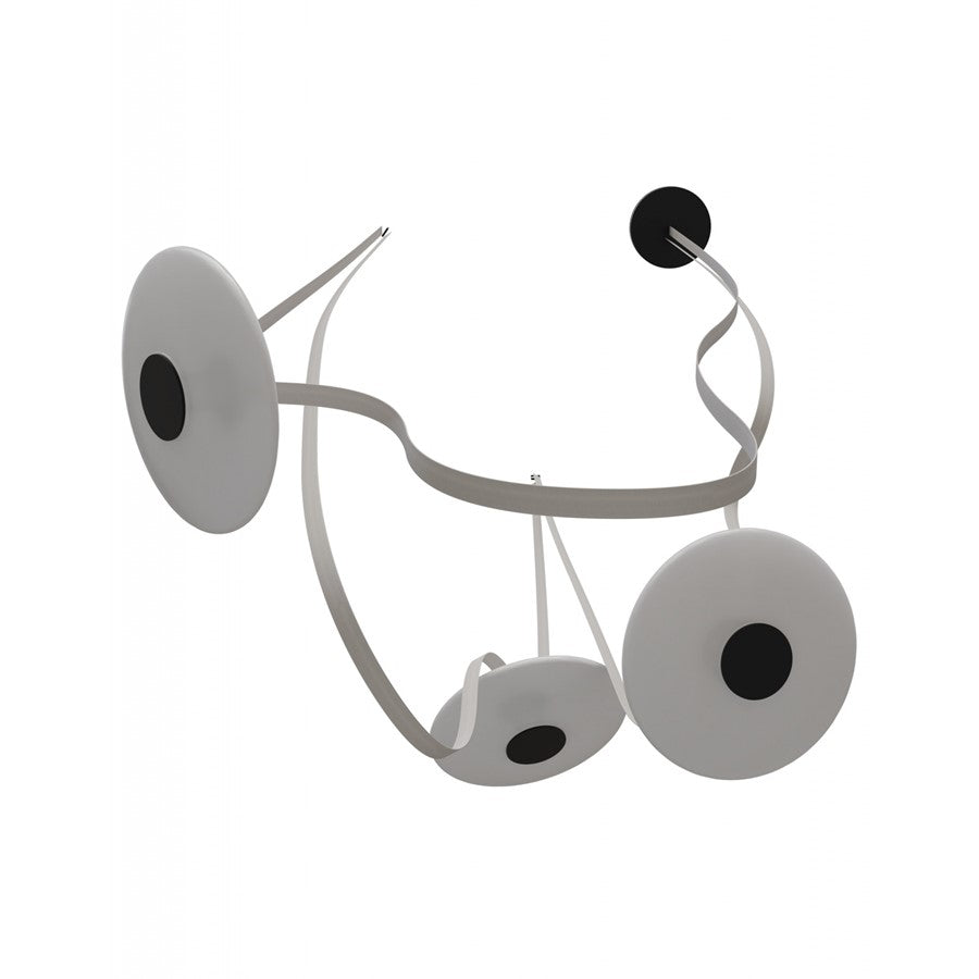 Avenue Fremont Belt 3-Light 275"L Pendant, Ivory/White Disc