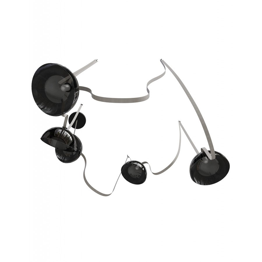 Avenue Fremont Belt 5-Lt 551"L Pendant, Ivory/Smoked Bowls