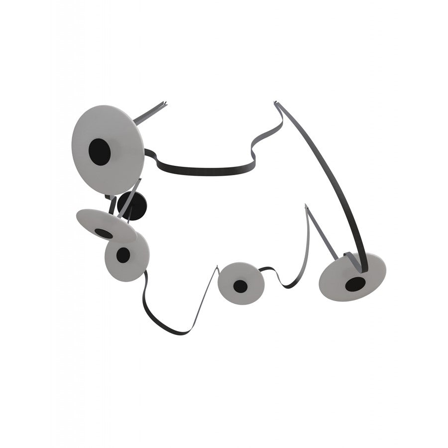 Avenue Fremont Belt 5-Light 551"L Pendant, Black/White Disc