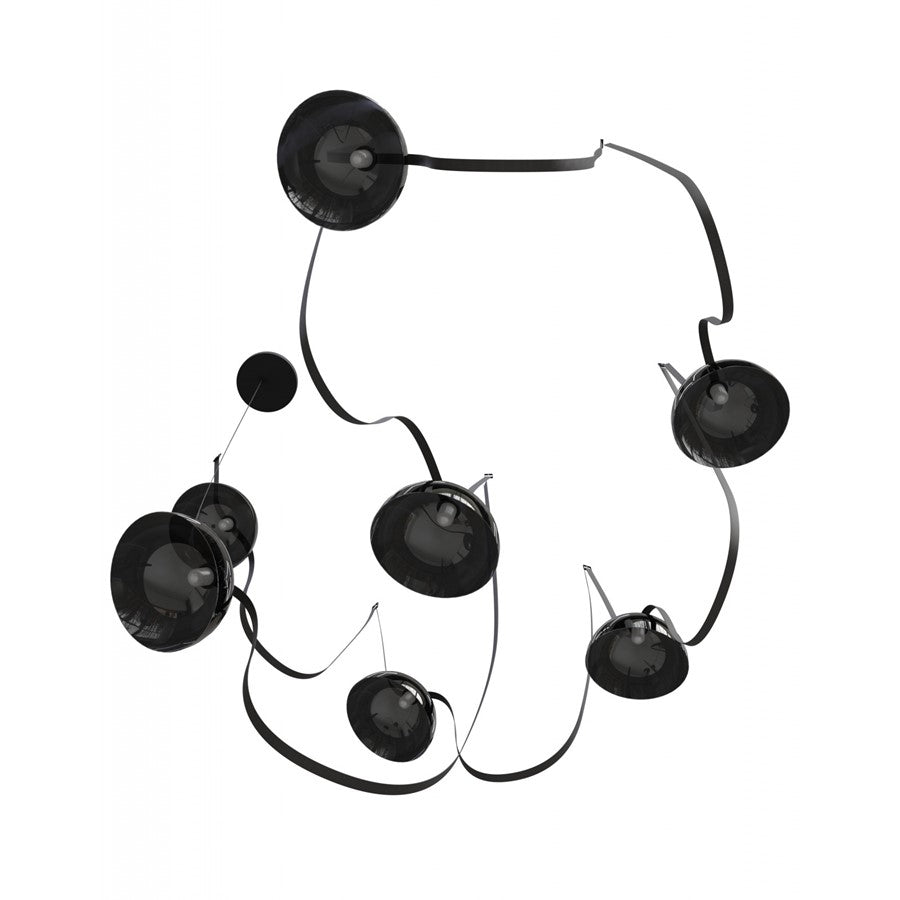 Avenue Fremont Belt 7-Lt 826"L Pendant, Black/Smoked Bowls