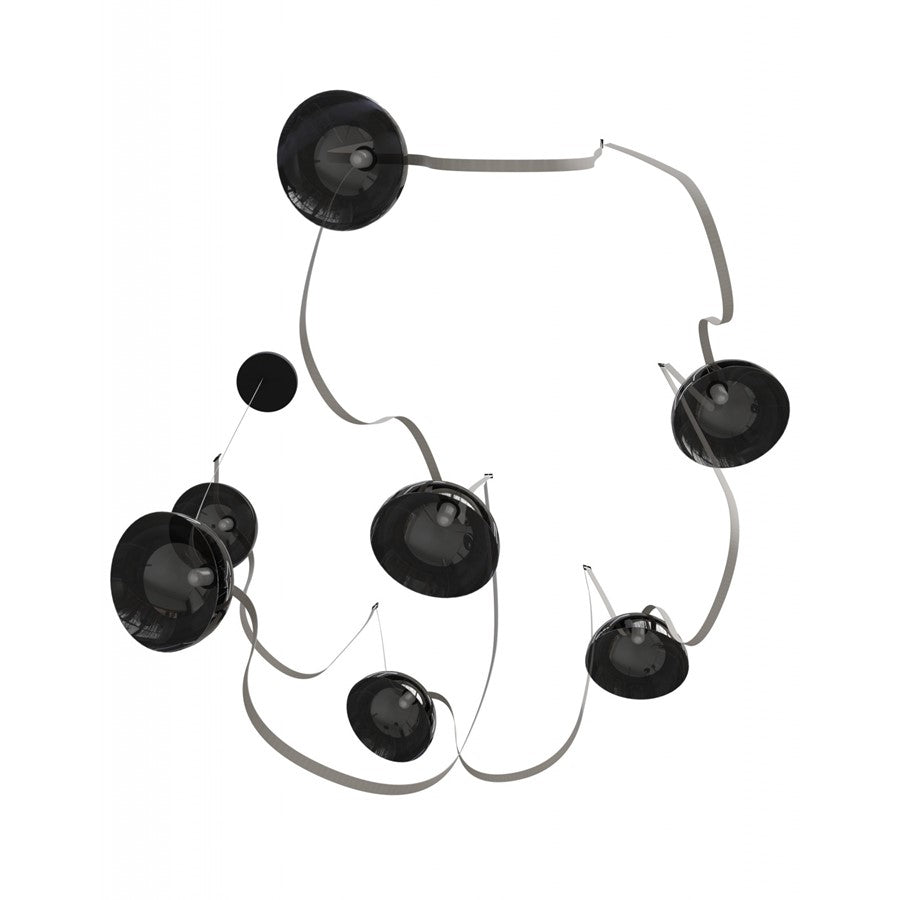 Avenue Fremont Belt 7-Lt 826"L Pendant, Ivory/Smoked Bowls