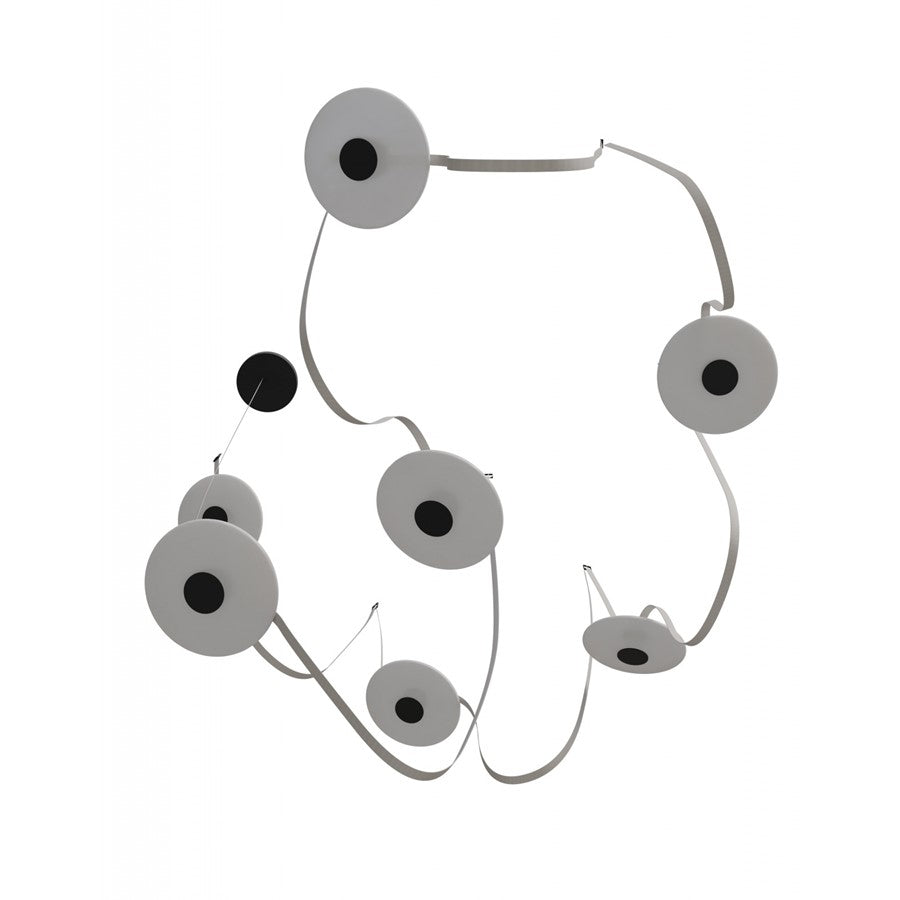 Avenue Fremont Belt 7-Light 826"L Pendant, Ivory/White Disc