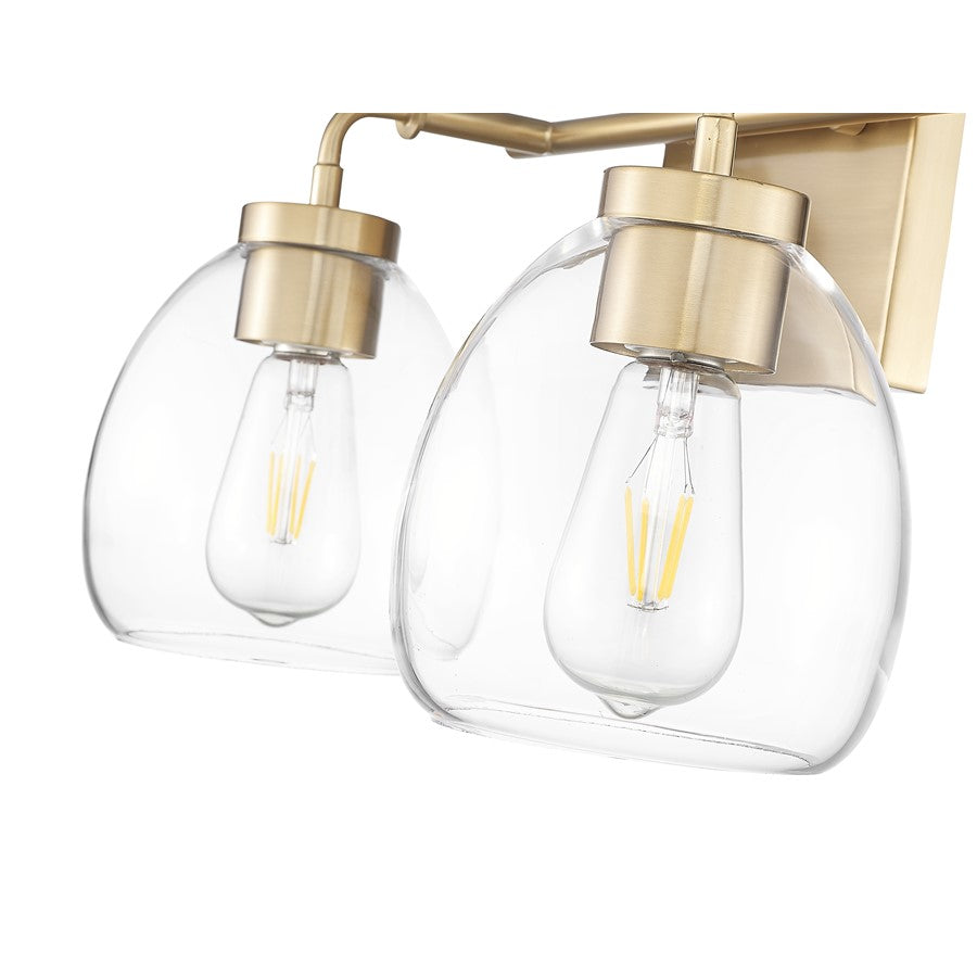 Acclaim Lighting 2 Light 16" Vanity, Brass/Clear