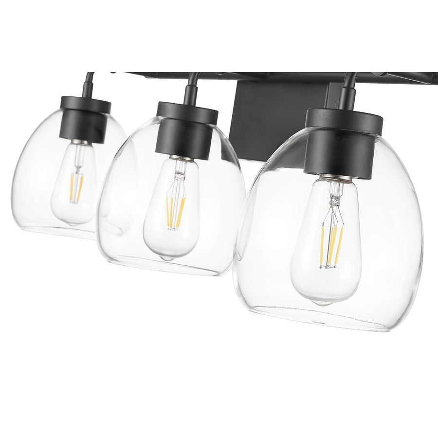 Acclaim Lighting 3 Light 24" Vanity, Matte Black/Clear