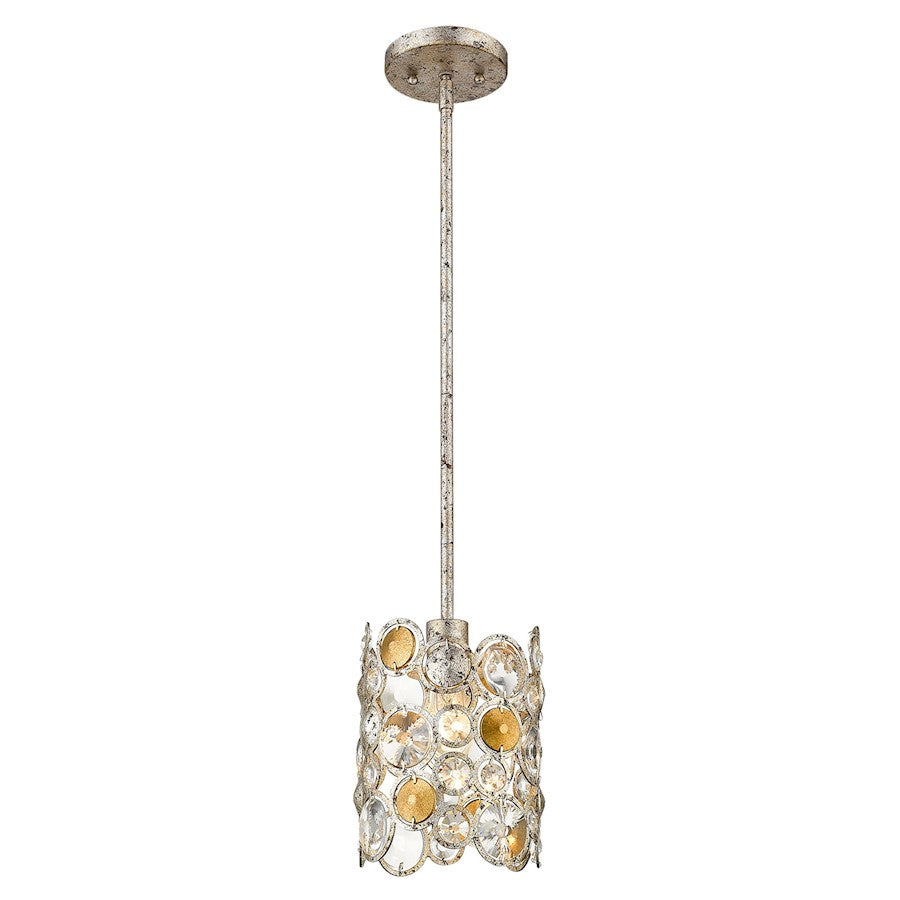 1 Light Pendant, Antique Silver Leaf