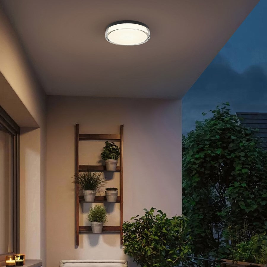Alteck Sunspot 12" LED Outdoor Flush Mount, Sand Black