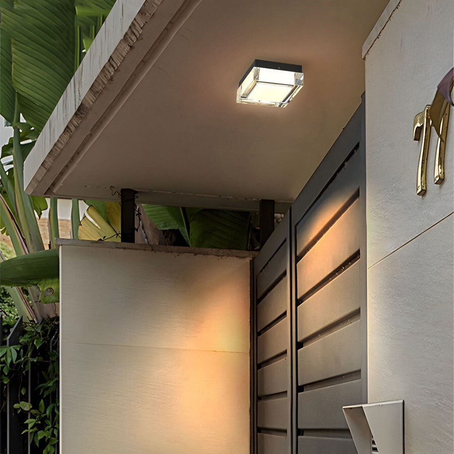 Alteck Box 5" LED Outdoor Flush Mount, Blk, Sand Black