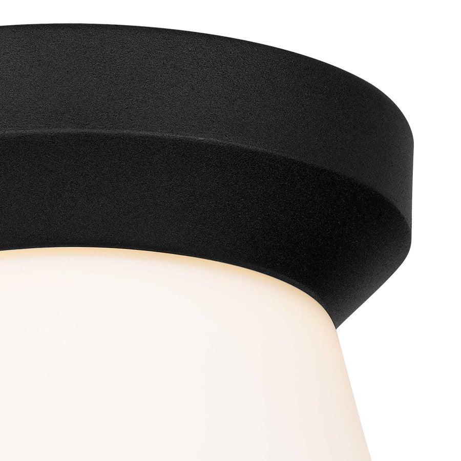 Alteck Skirt 7" LED Outdoor Flush, Black/Etched, Sand Black